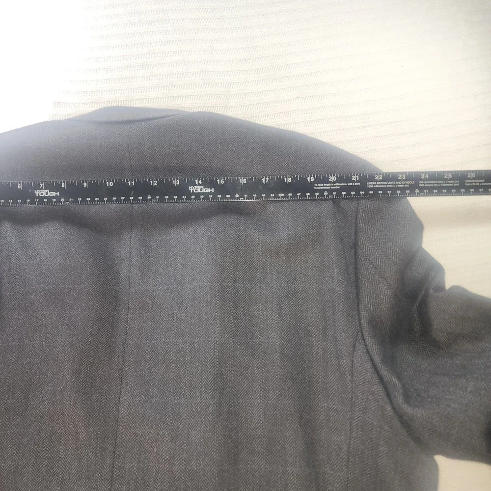 Ralph Lauren Mens 48R Charcoal Grey Herringbone Pure New Wool Sport Coat Blazer